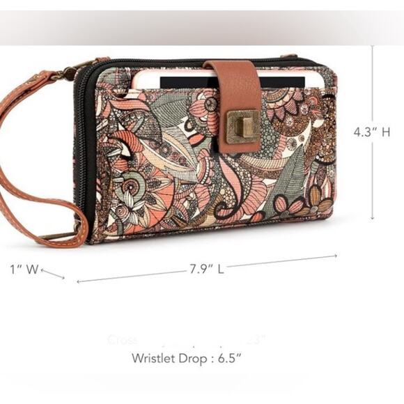 Sakroots Artist Circle Large Smartphone Wristlet Wallet Sienna Spirit Desert - Picture 9 of 11